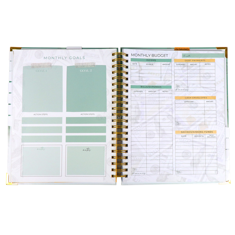 Monthly Goals Planner Spiral Financial Budget Planner Printing