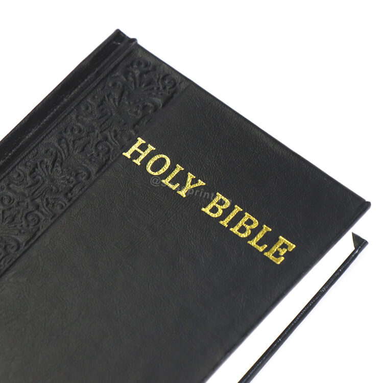 Custom Logo Black Pu Leather Holy Bible Christian Bible Books Hardcover Bible Printing