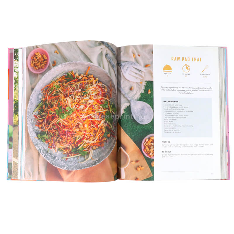Factory Printing Full Color Cooking Food Book Cookbook Hardcover Healthy Recipe Book Publishing