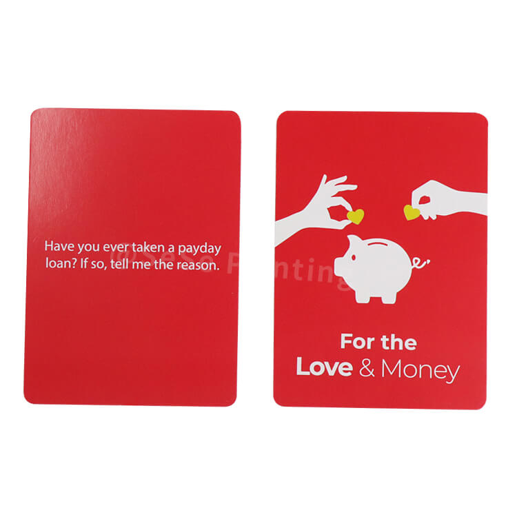 Custom Printing Card Deck Personalized Back And Front Design Conversations Card Love and Money Card Game