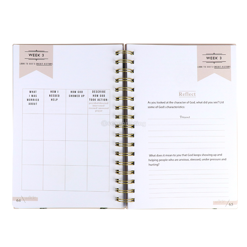 Hardcover Journal Custom Notebook Spiral Weekly Planner Printing