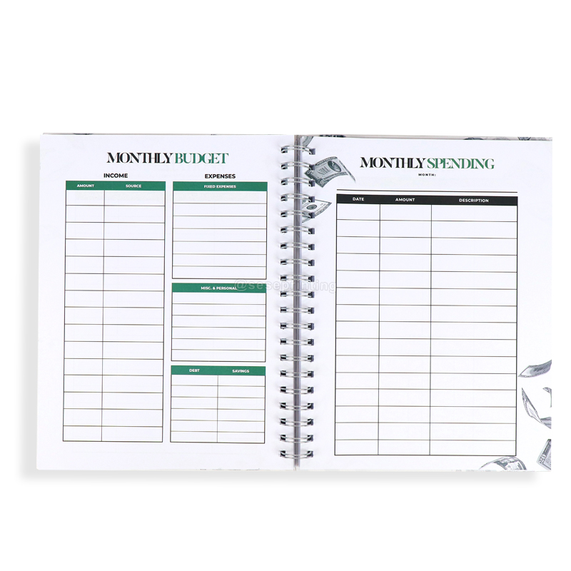 Spiral Mindset Manifest Journal Printing Monthly Budget Planner