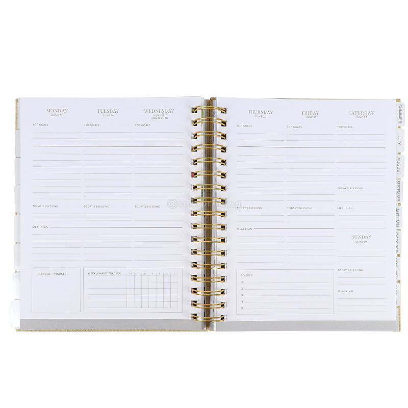 Yearly Agenda Printing Weekly Planner Custom Spiral Notebook