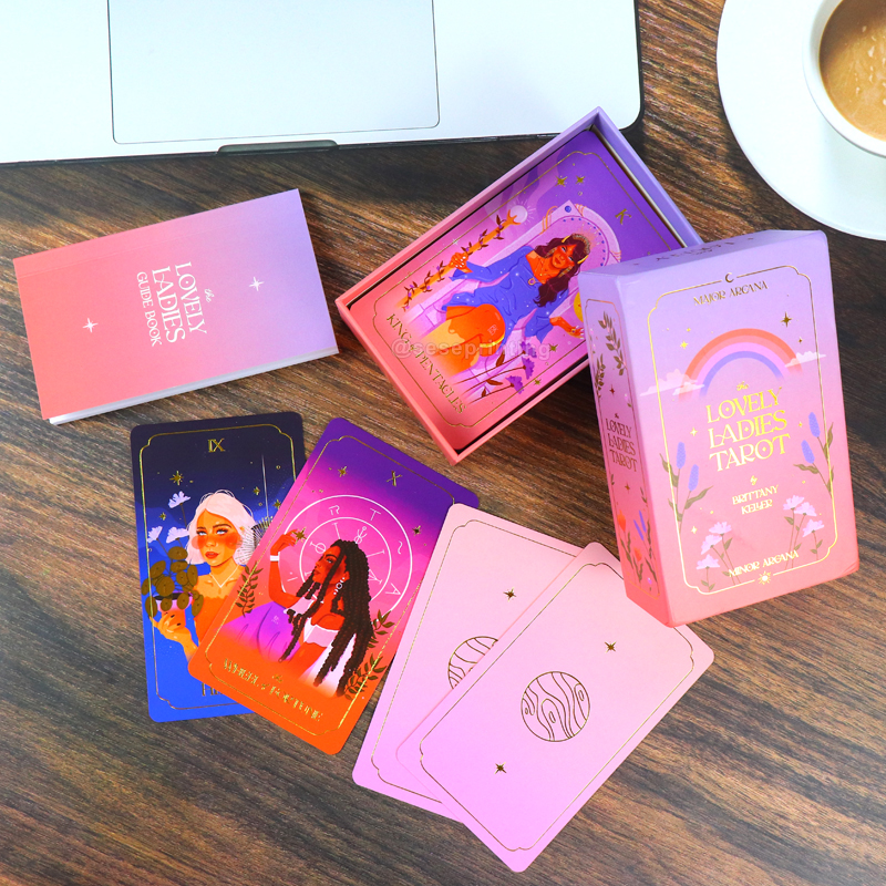 Printing Gold Gilded Edges Tarot Cards Game Deck with Guidebooks