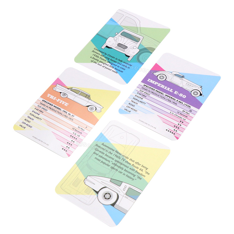 Custom Game Card Printing Classic Cars Learning Flashcard Maker