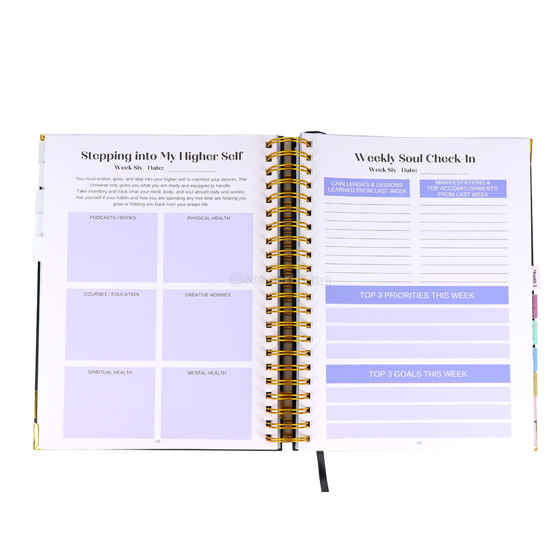 Custom Daily Journal Printing Spiral Weekly Guided Planner Agenda