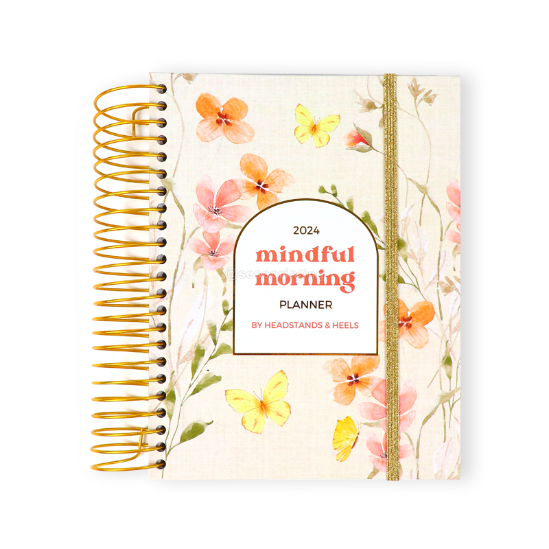 A5 Gold Spiral Mindful Morning Planner Printing Daily Journal