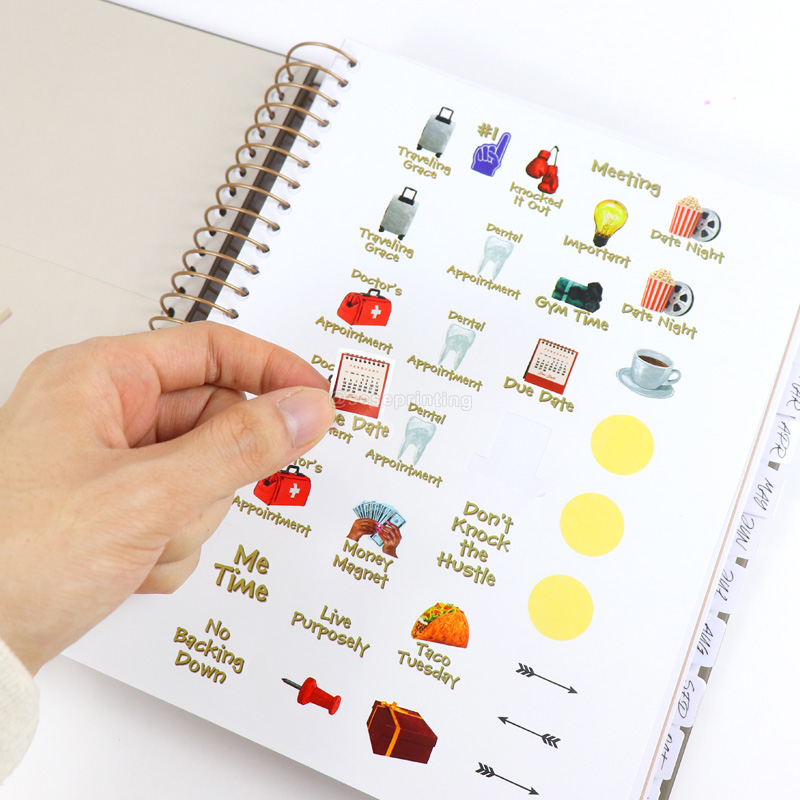 Printing Spiral Weekly and Monthly Planner Notebook with Sticker