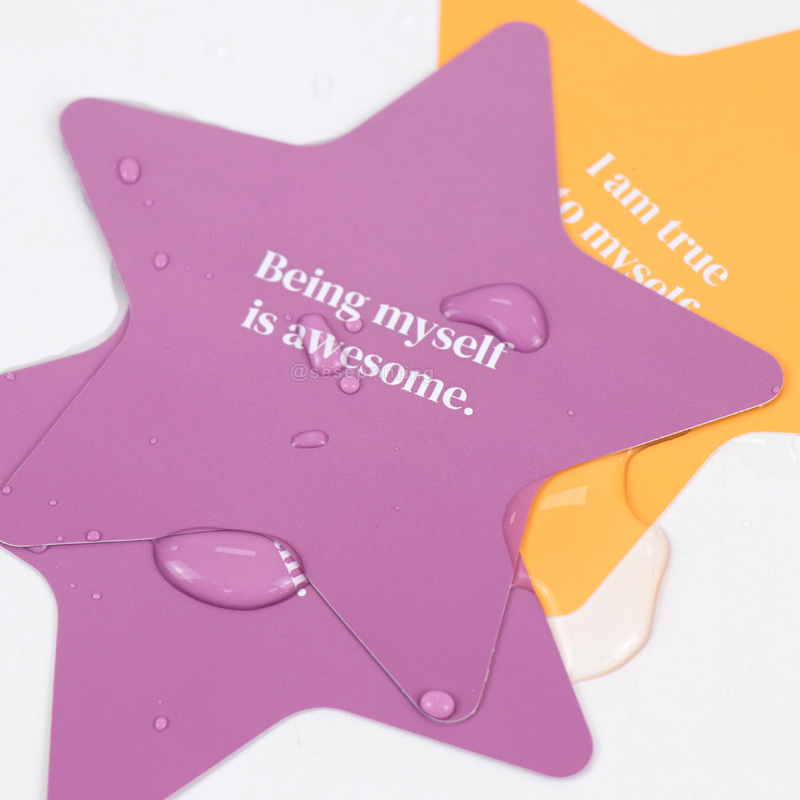 Affirmation Cards Printing Star Shape Waterproof Shower Game Card