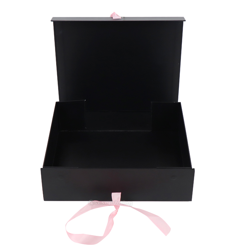 Matte Black Foldable Magnetic Closure Paper Gift Box Printing