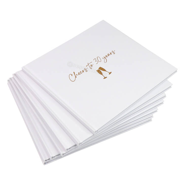 Printed Gold Foil Hardcover Blank Pages Guest Book for Anniversary