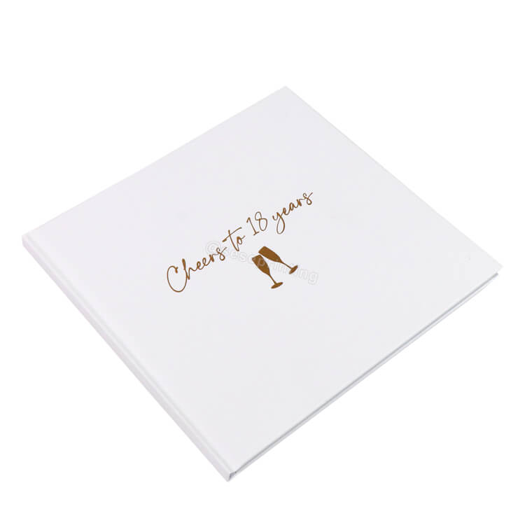 Printed Gold Foil Hardcover Blank Pages Guest Book for Anniversary