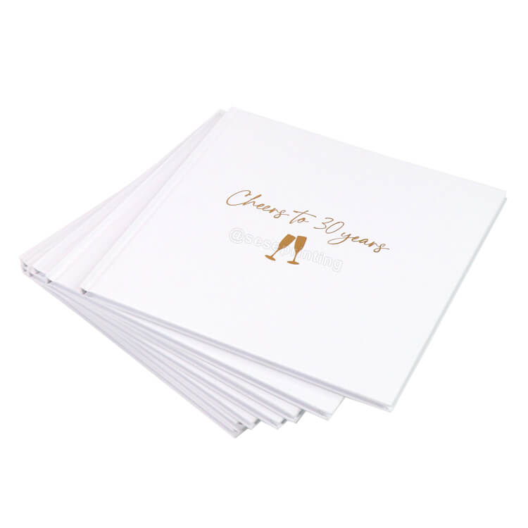 Printed Gold Foil Hardcover Blank Pages Guest Book for Anniversary