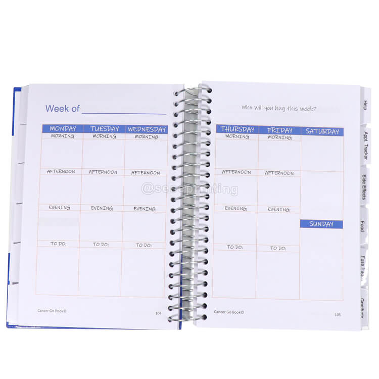 Custom Hardcover Spiral Notebook Printing Weekly Companion Planner