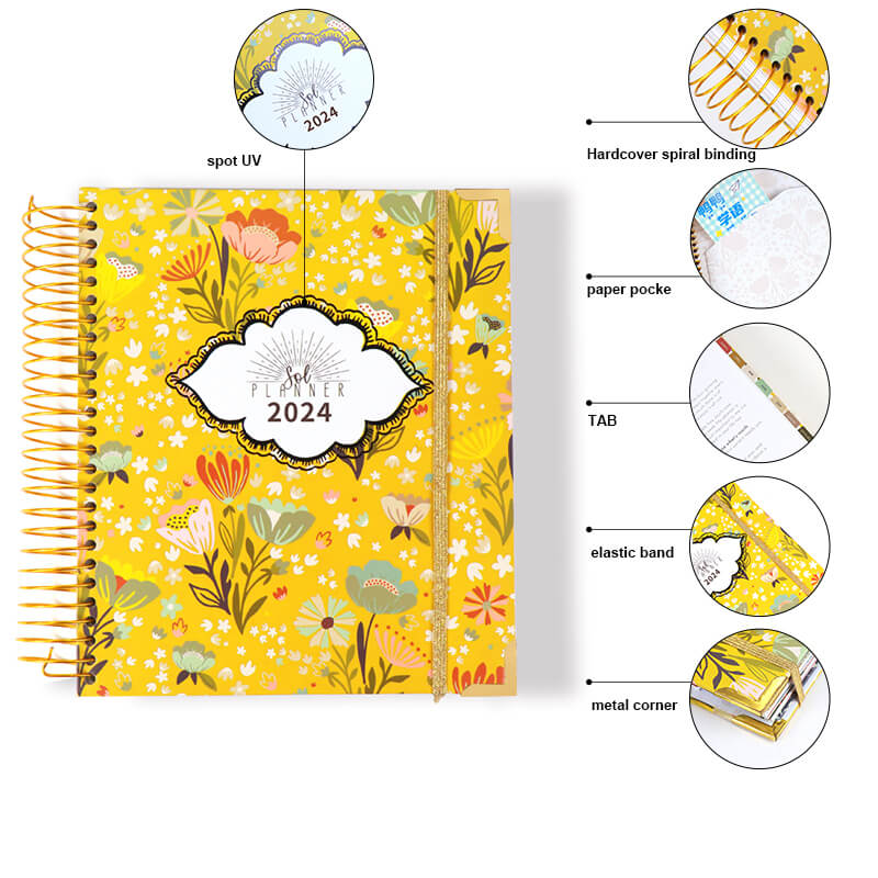 Diary Journal Customized Hardcover Spiral Monthly Planner Agenda