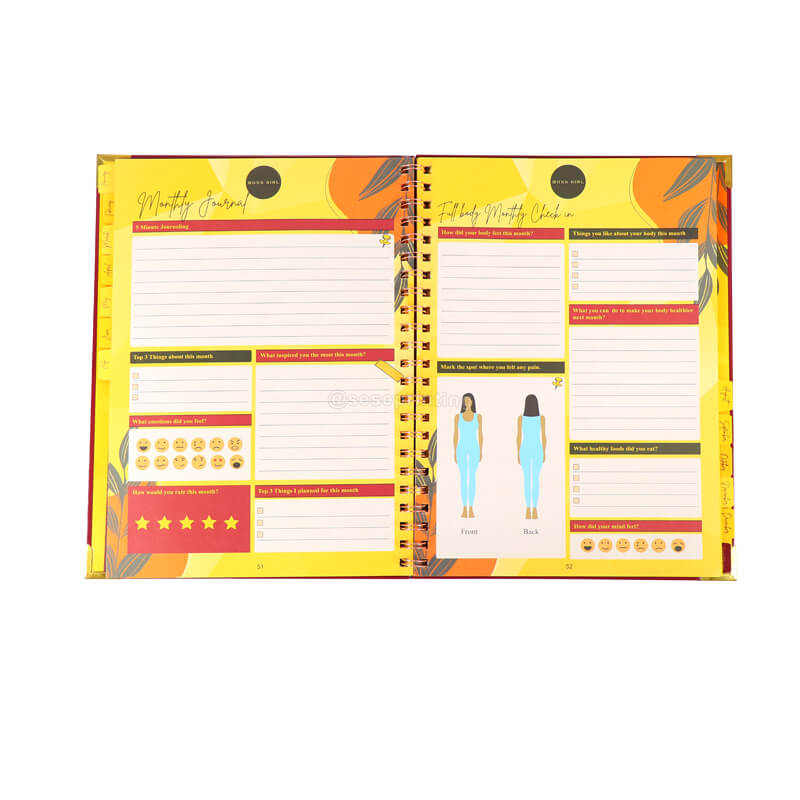 Boss Girl Planner Printing Self Care Journal Spiral Notebook