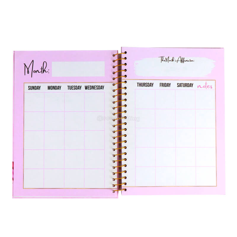 Hardcover Spiral Pink Journal Notebook Custom Planner Manufacturer