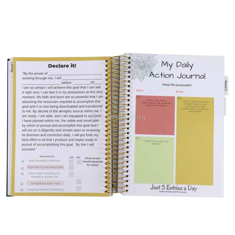 Personalized Agendas Spiral Daily Planner Action Journal Printing