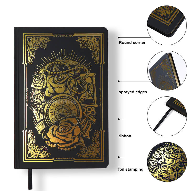 Luxury Foil Stamping Hardcover Journal Printed Gold Edges Notebook