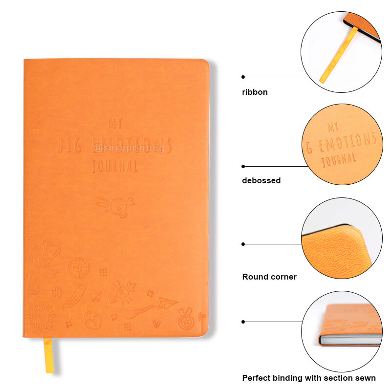 Custom Leather Debossed Cover Self Care Planner Notebook Printing