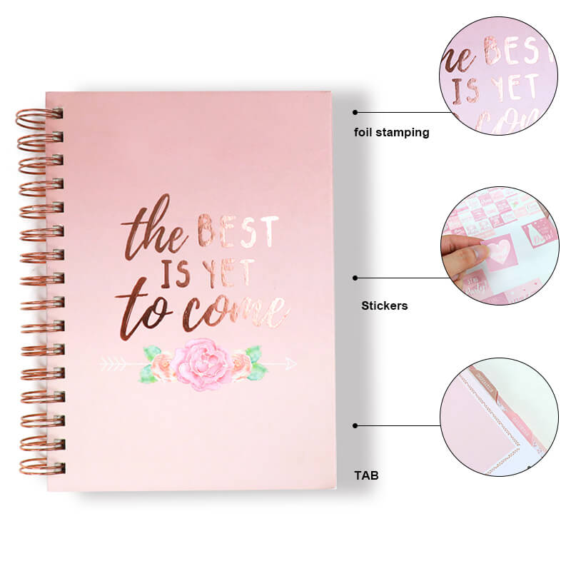 Undated Spiral Journal Custom Printing Wedding Planner with Stickers