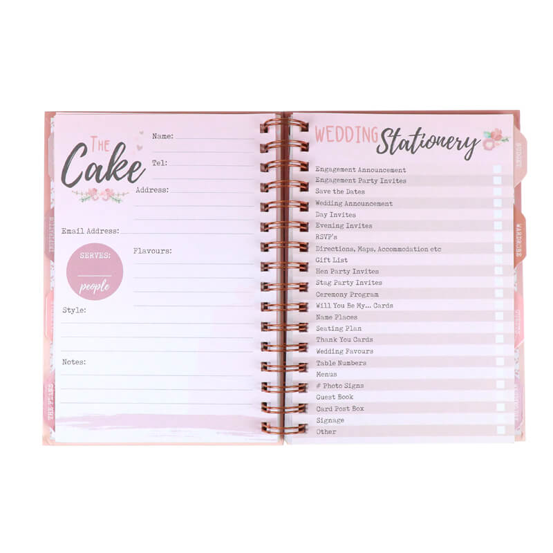 Undated Spiral Journal Custom Printing Wedding Planner with Stickers