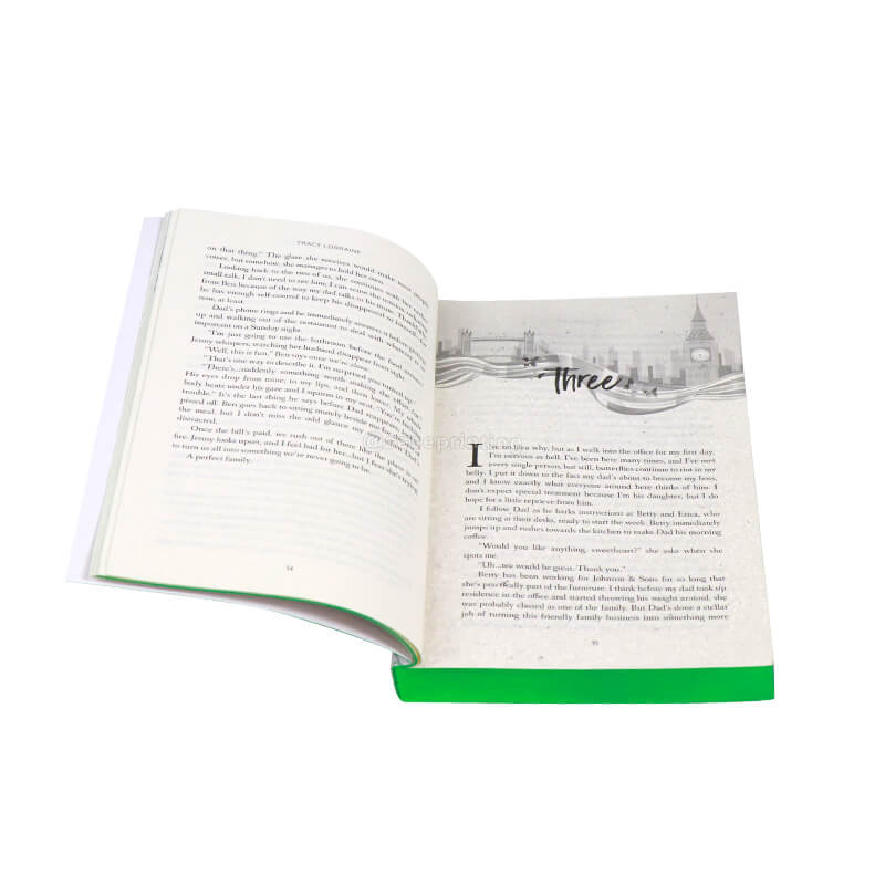 Black and White Printing Paperback Book with Green Foiled Edges