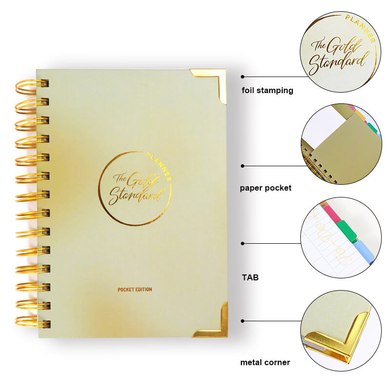 Custom A5 Hardcover Spiral Journal Printing Daily Weekly Planner