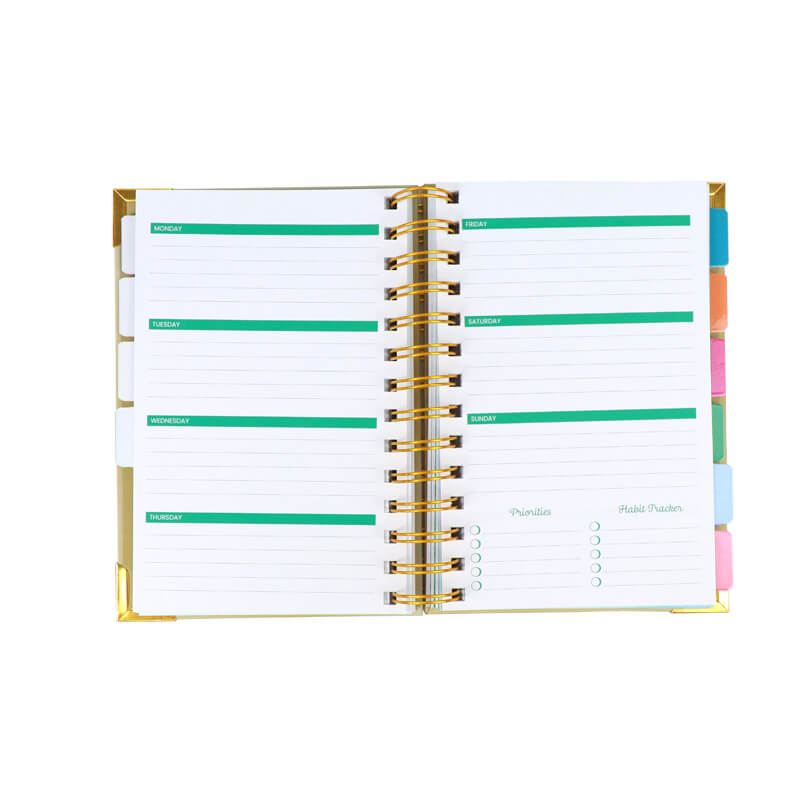 Custom A5 Hardcover Spiral Journal Printing Daily Weekly Planner