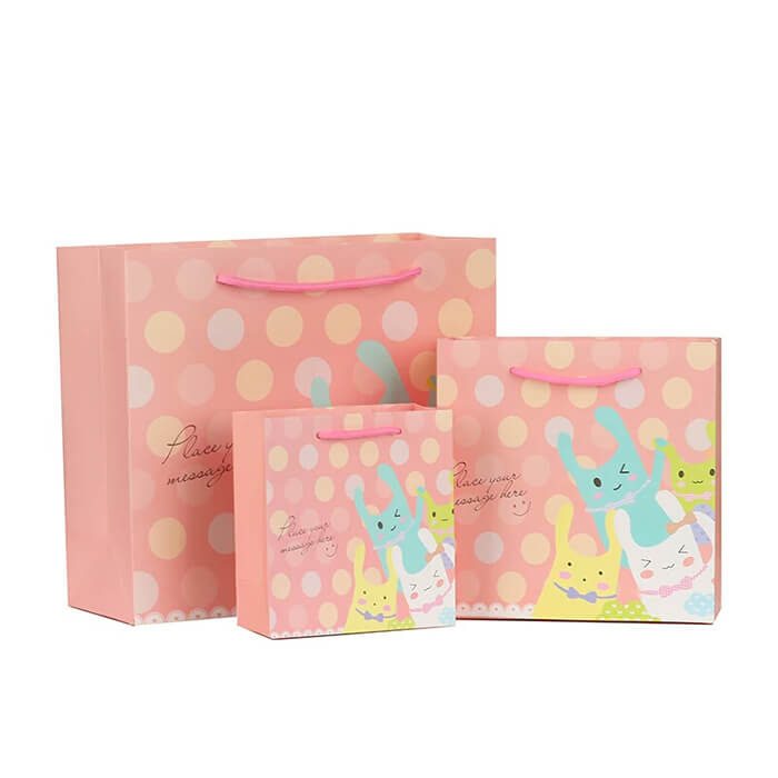 Customized printing sweet shopping paper bag in bulk with high end