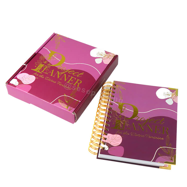 Customized Project Planners Foil Stamp Planner Notebook Weekly and Monthly Planner with Gold Metal Corner