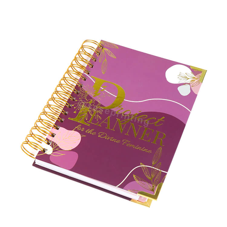 Customized Project Planners Foil Stamp Planner Notebook Weekly and Monthly Planner with Gold Metal Corner