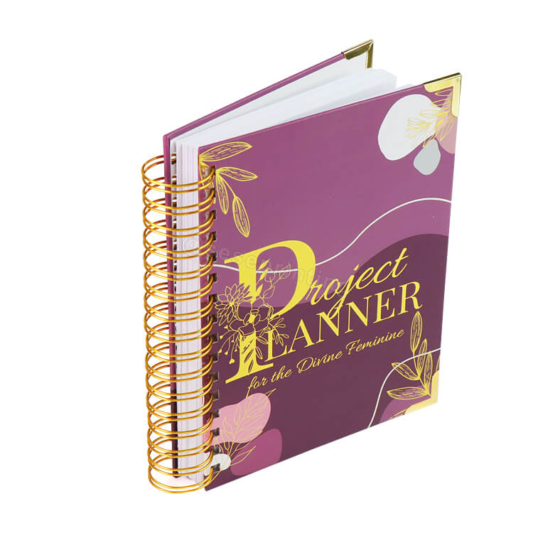 Customized Project Planners Foil Stamp Planner Notebook Weekly and Monthly Planner with Gold Metal Corner