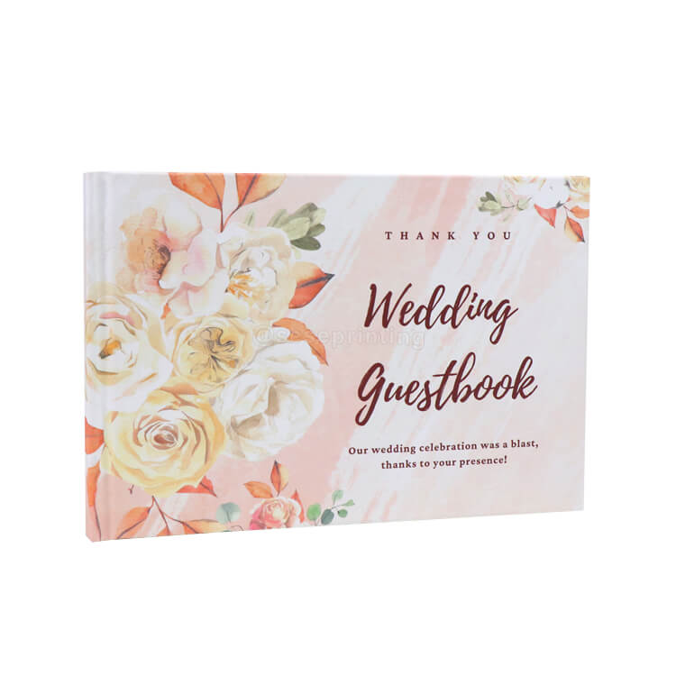 Custom Flowery Planner Wedding Guestbook Hardcover Gratitude Journal Notebook