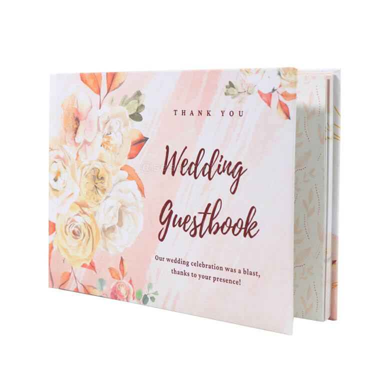 Custom Flowery Planner Wedding Guestbook Hardcover Gratitude Journal Notebook