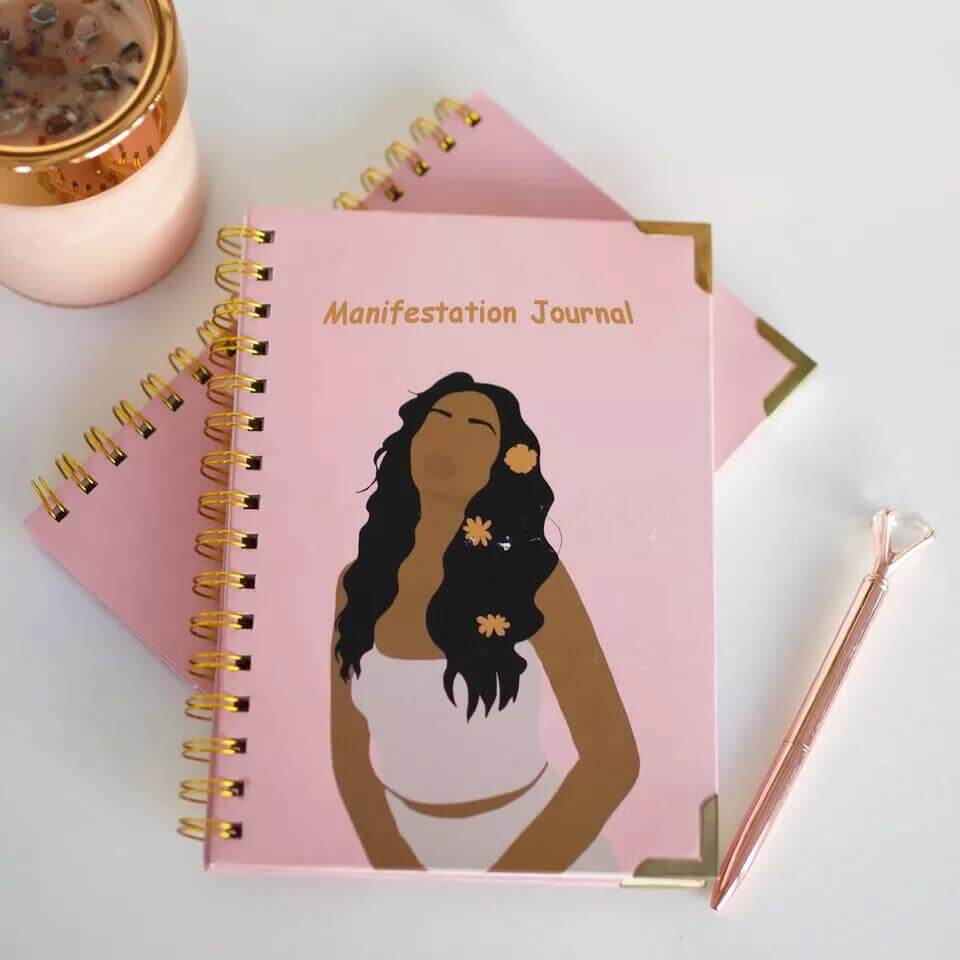 Custom Logo A5 Pink Spiral Notebook Weekly Monthly Manifestation Diary Journal Planner Agenda