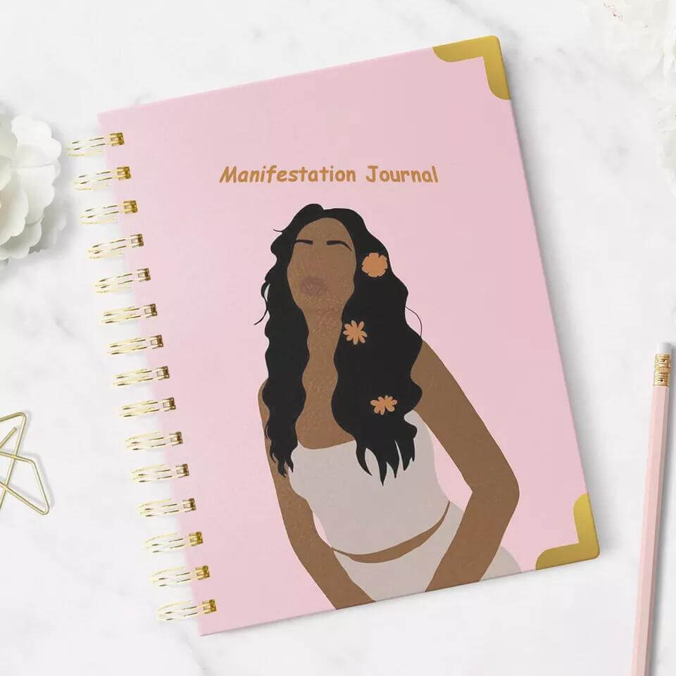 Custom Logo A5 Pink Spiral Notebook Weekly Monthly Manifestation Diary Journal Planner Agenda