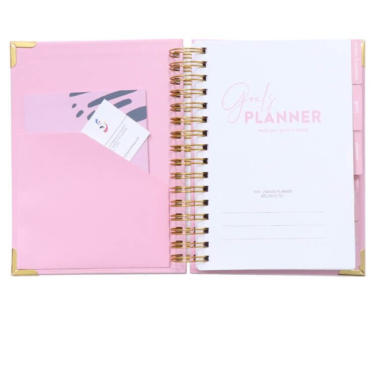 Custom Logo A5 Pink Spiral Notebook Weekly Monthly Manifestation Diary Journal Planner Agenda