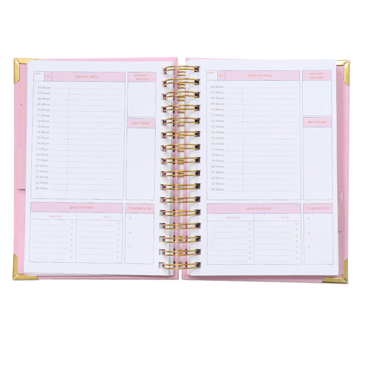 Custom Logo A5 Pink Spiral Notebook Weekly Monthly Manifestation Diary Journal Planner Agenda