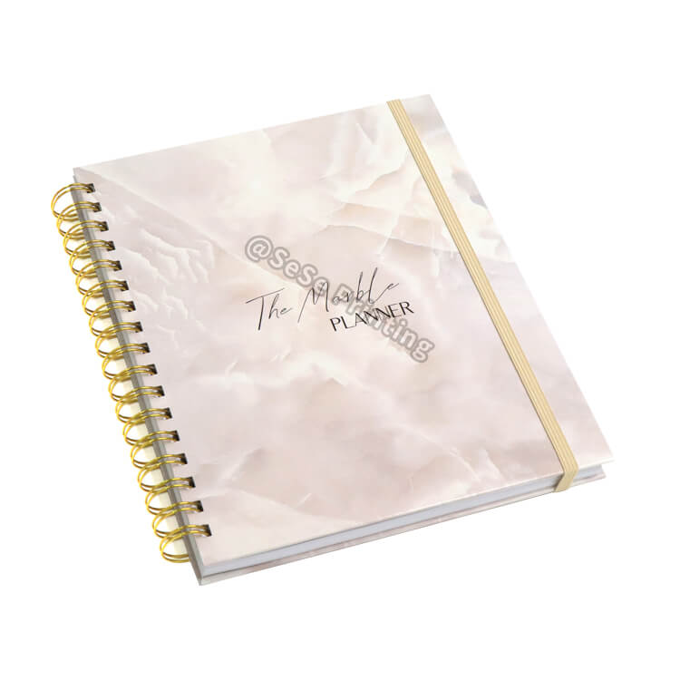 2023 Planner Spiral Notebook Manufacturing Marble Planner Agenda Hardcover Accept Customized Logo Promotion