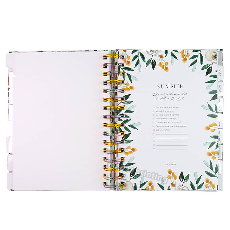 Personalized Private Labels Custom Planner Notebook Printing A5 Spiral Bound Paper 2023 Planner Design