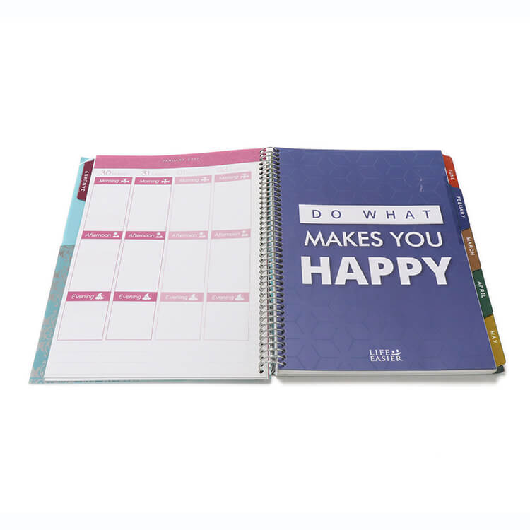 Factory Price A5 Soft Cover Spiral Happy Planners and Notebooks Custom Daily Weekly Planner