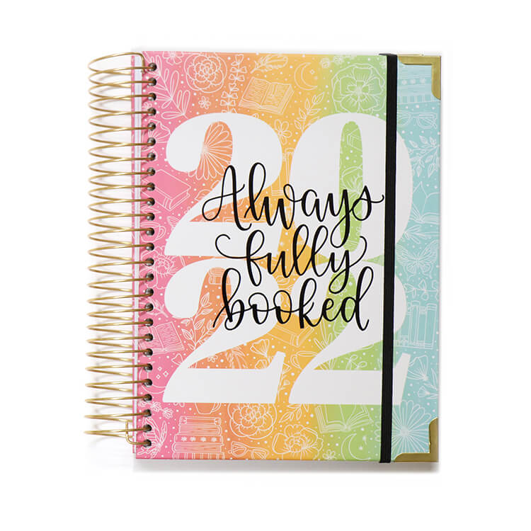 Custom Printing A5 Hardcover Reading Journals Spiral Notebook Monthly Planner with Sticker