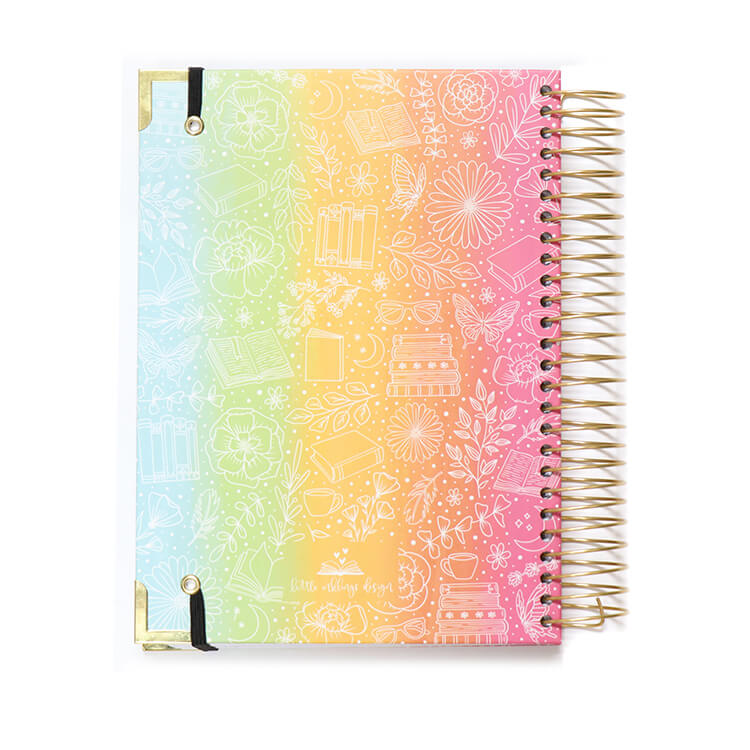 Custom Printing A5 Hardcover Reading Journals Spiral Notebook Monthly Planner with Sticker