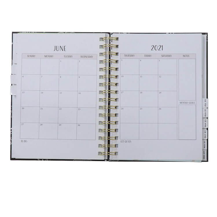 Custom Life Planner Printing Monthly Weekly Daily Planners A5 Spiral Journal Notebook