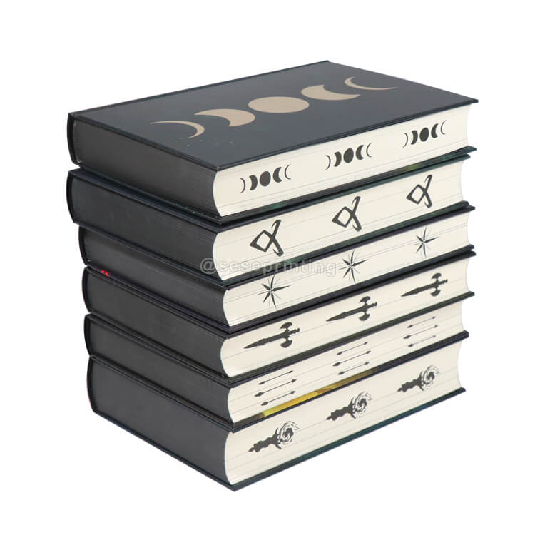 Custom Luxury Printing Book Black and White Hardcover Books with Foil and Stenciled Edges