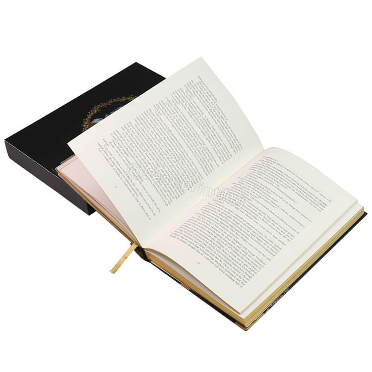 Custom Gold Edges Novel Books Gold Foil Logo Hardcover Books with Slidcase