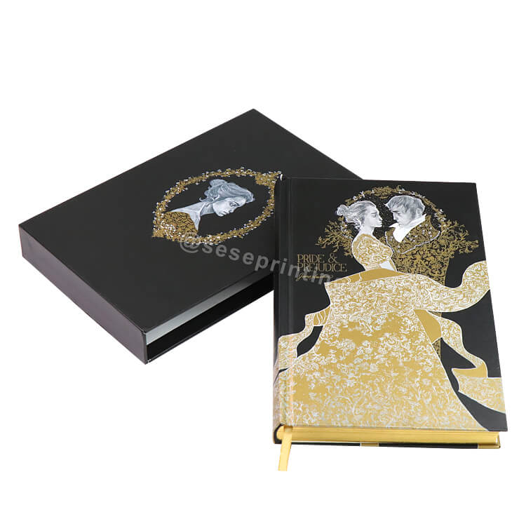 Custom Gold Edges Novel Books Gold Foil Logo Hardcover Books with Slidcase