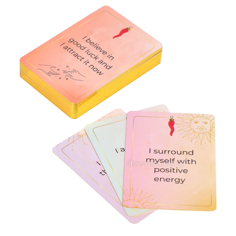 Printing Gold Gilt Edges Inspire Positive Affirmation Card Custom 54 Playing Cards