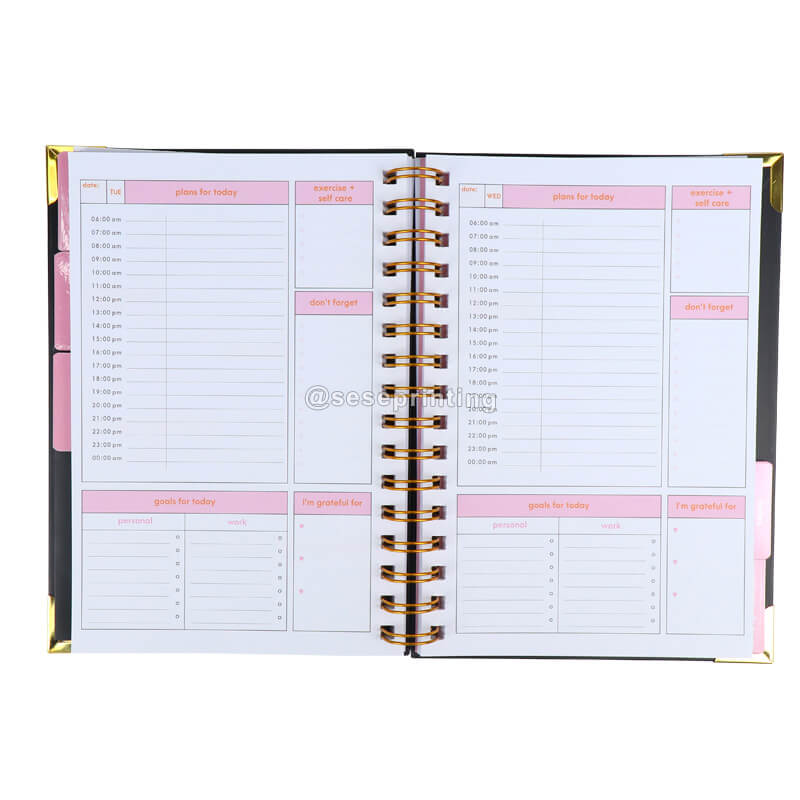 Custom Day Goal Journal Spiral Planner Agenda Diary Hardcover Notebook